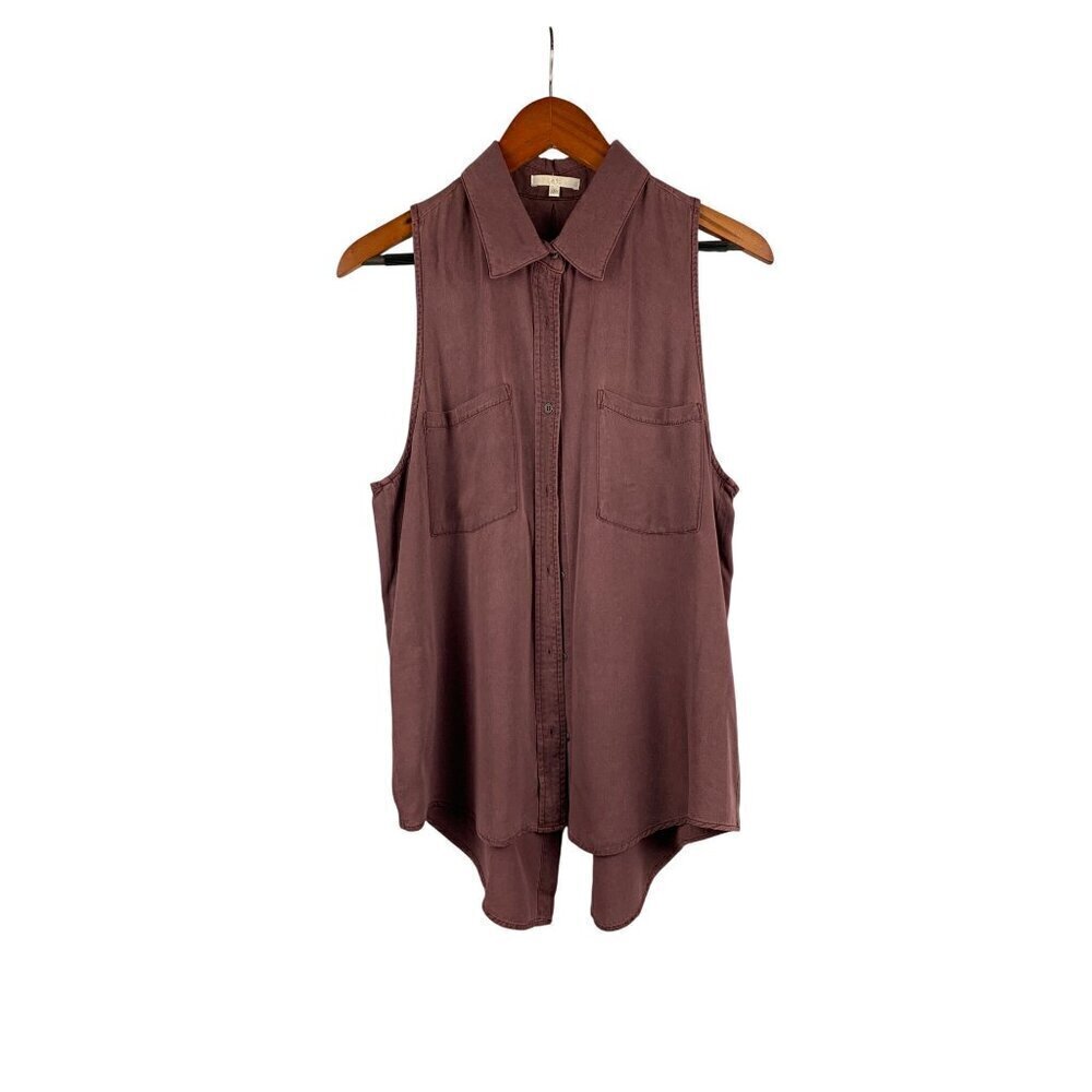 Sleeveless Button-Front Blouse in Mauve